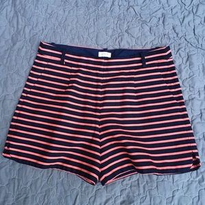 J. Crew Navy and Orange Striped Shorts